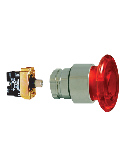 2ALM4LB-024 Mushroom Illuminated Momentary - Illuminated Mushroom Metal Operator|Push Buttons