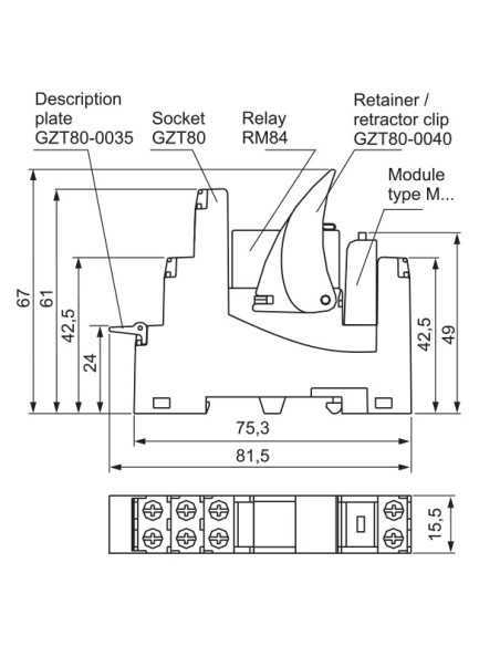 PI84-24DC-M41G - GTZ80 Socket, PI84 Interface Relay|Home